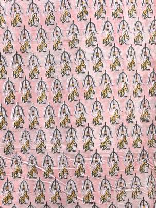 60/60 Cotton Handblocked Butti Print Light Peach Pink/ 