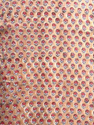 60/60 Cotton Handblocked Butti Print Light Brownish Peach/ 