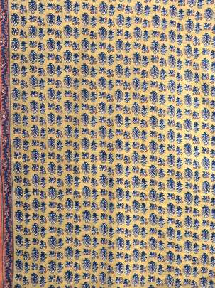 60/60 Cotton Handblocked Butti Print Light Creamish yellow/ 