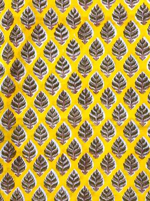 60/60 Cotton Handblocked Butti Print Yellow/ 