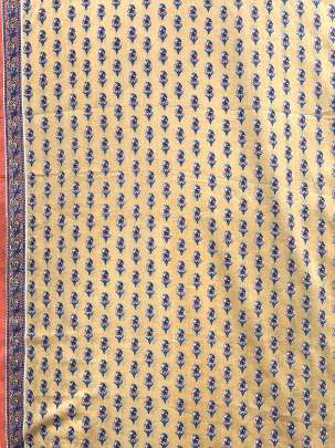 60/60 Cotton Handblocked Butti Print Light Creamish yellow/ 