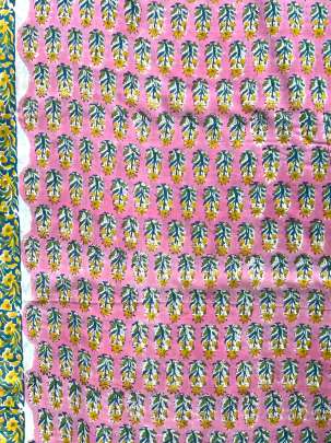 60/60 Cotton Handblocked Butti Print Pink/ 