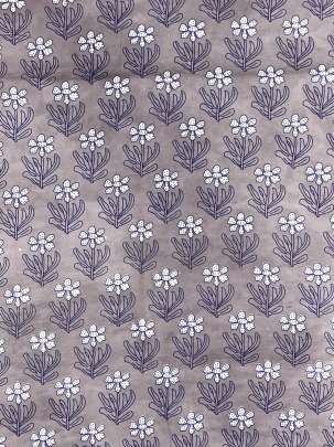  Cotton Bagru Handblocked Butti Print Grey/ 