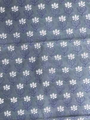 60/60 Cotton Handblocked Butti Print Grey/ 