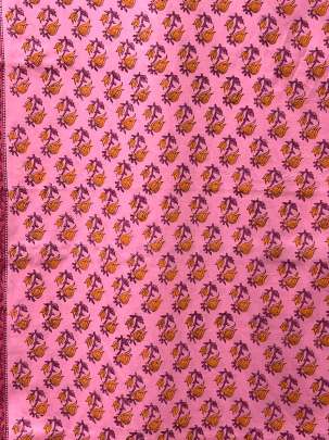 60/60 Cotton Handblocked Butti Print Pink/ 