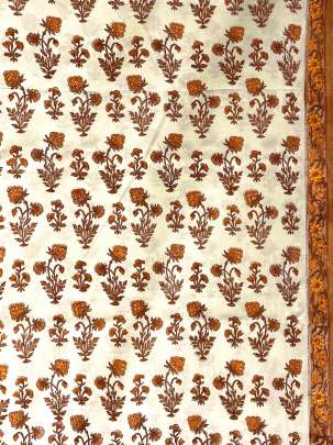 60/60 Cotton Handblocked Butti Print Cream/ 