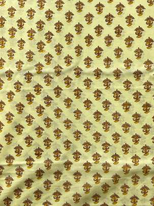 60/60 Cotton Handblocked Butti Print Light Yellow/ 