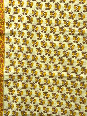 60/60 Cotton Handblocked Butti Print Light Yellow/ 