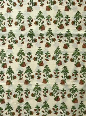 60/60 Cotton Handblocked Butti Print Cream/ 