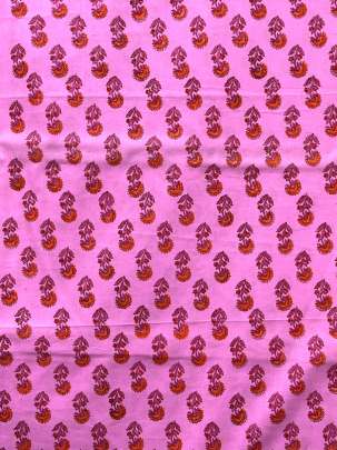 60/60 Cotton Handblocked Butti Print Pink/ 