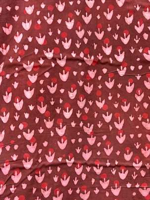 60/60 Cotton Handblocked Butti Print Peach Red/ 