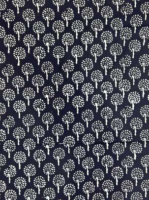 60/60 Cotton Handblocked Butti Print Black/ 