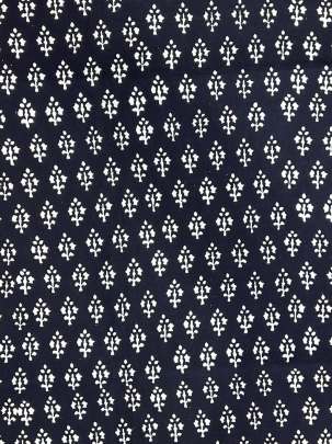 60/60 Cotton Handblocked Butti Print Black/ 