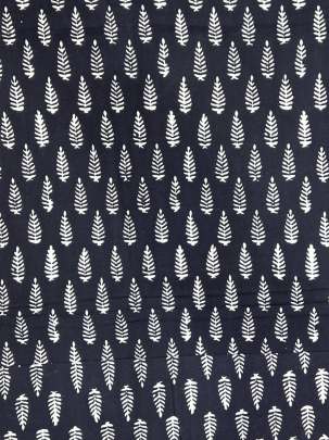 60/60 Cotton Handblocked Butti Print Black/ 