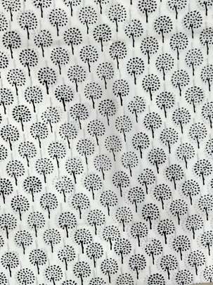 60/60 Cotton Handblocked Butti Print White/ 