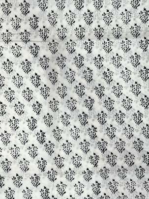 60/60 Cotton Handblocked Butti Print White/ 