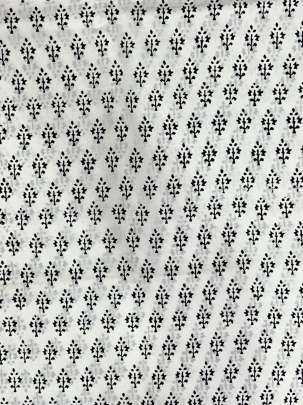 60/60 Cotton Handblocked Butti Print White/ 