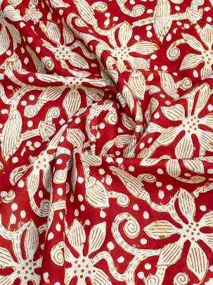 60/60 Cotton Handblocked Floral Print Maroon/