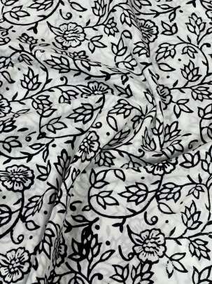 60/60 Cotton Handblocked Floral Print White/