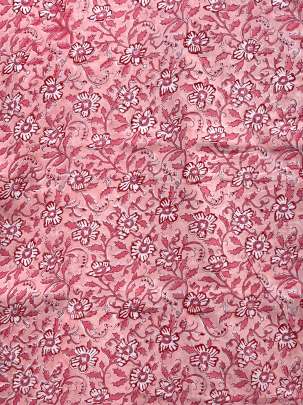 60/60 Cotton Handblocked Floral Print Peach / 