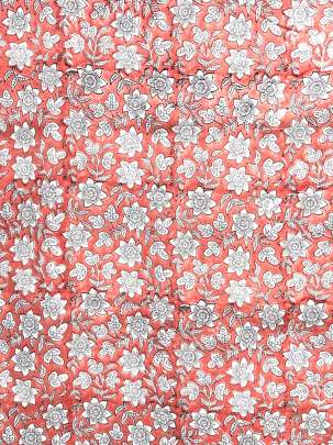 60/60 Cotton Handblocked Floral Print Peach/ 