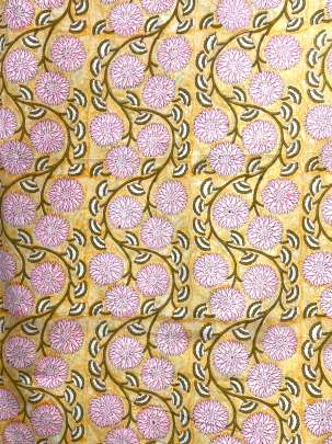 60/60 Cotton Handblocked Floral Print Light Yellow/ 