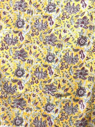 60/60 Cotton Handblocked Floral Print Light Yellow/ 