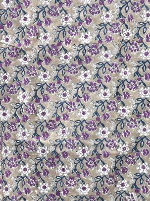 60/60 Cotton Handblocked Floral Print Grey/ 