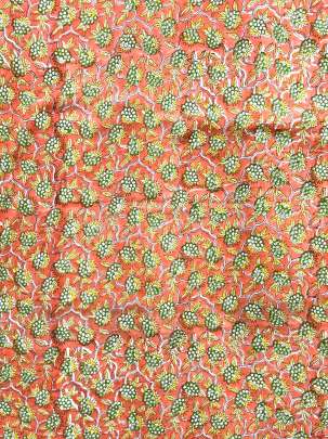 60/60 Cotton Handblocked Floral Print Peach / 