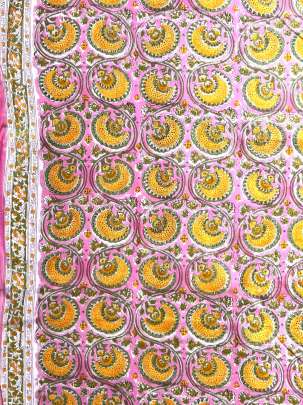 60/60 Cotton Handblocked Floral Print Pink/ 