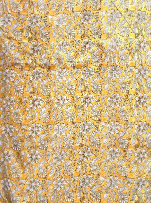 60/60 Cotton Handblocked Floral Print Yellow/ 