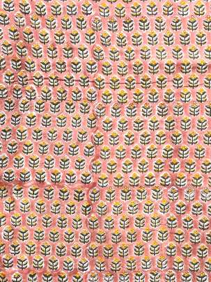 60/60 Cotton Handblocked Floral Print Peach / 