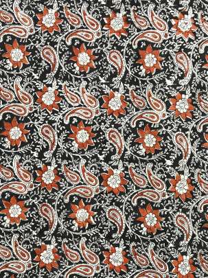 60/60 Cotton Handblocked Floral Print Black/ 