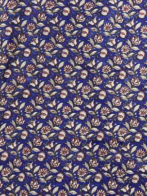 60/60 Cotton Handblocked Floral Print Royal Blue/ 