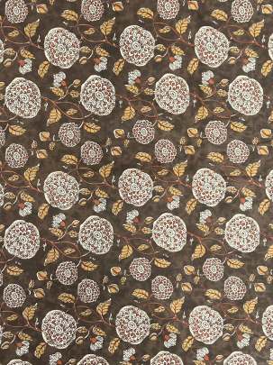 60/60 Cotton Handblocked Floral Print Brown/ 