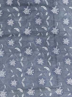  Cotton Bagru Handblocked Floral Print Grey/ 