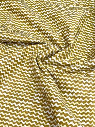 60/60 Cotton Handblocked Lining Print Mustard Yellow/ 