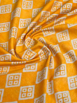 60/60 Cotton Handblocked Print Yellow/