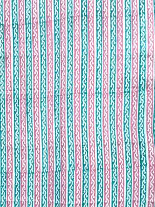 60/60 Cotton Handblocked Print Sea Green & Pink/  