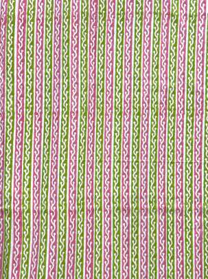 60/60 Cotton Handblocked Print Parrot Green & Pink/ 