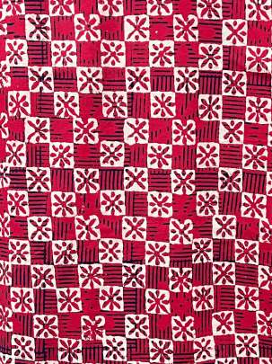 60/60 Cotton Handblocked Print Cherry Red/ 