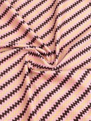 60/60 Cotton Handblocked Zig-Zag Print Peach Pink/ 