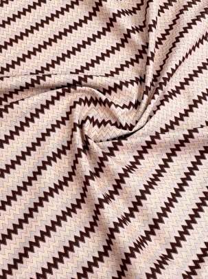 60/60 Cotton Handblocked Zig-Zag Print Peach/ 