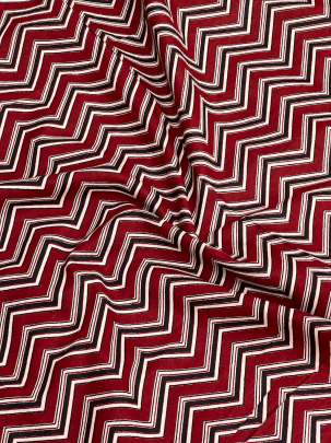 60/60 Cotton Zig-Zag Print Maroon/ 