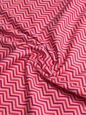 60/60 Cotton Zig-Zag Print Peach Pink/