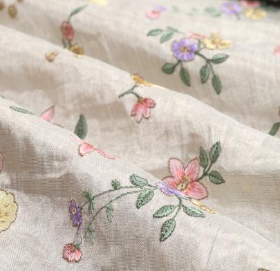 Antique tissue fabric with embroidery work/