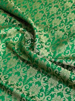 Art Kinkhab Green/ Pure Banarasi fabrics