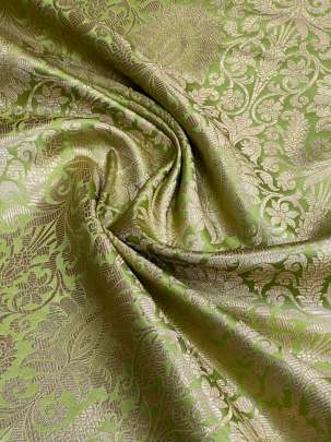 Art Kinkhab Light Parrot Green/ Pure Banarasi fabrics