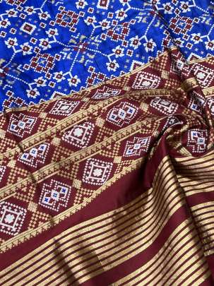 Art patola duppata with banarasi work - Royal blue/ 