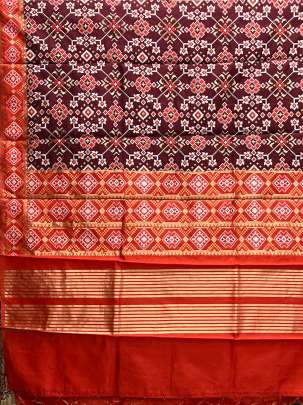 Art patola duppata with banarasi work - Maroon/ Patola duppatas 